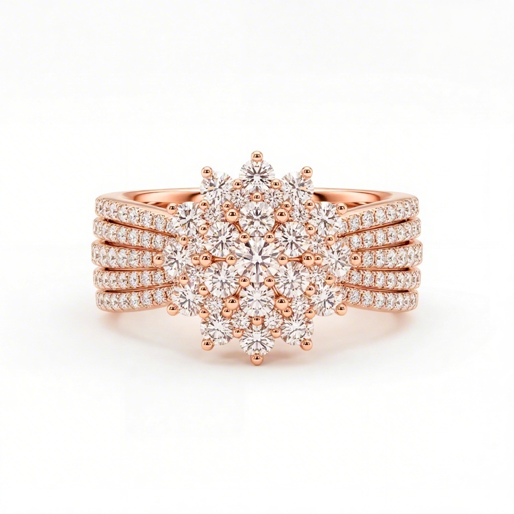 2.5 ct.tw Flower-shaped Paved Round Cut S925 Silver Engagement Ring