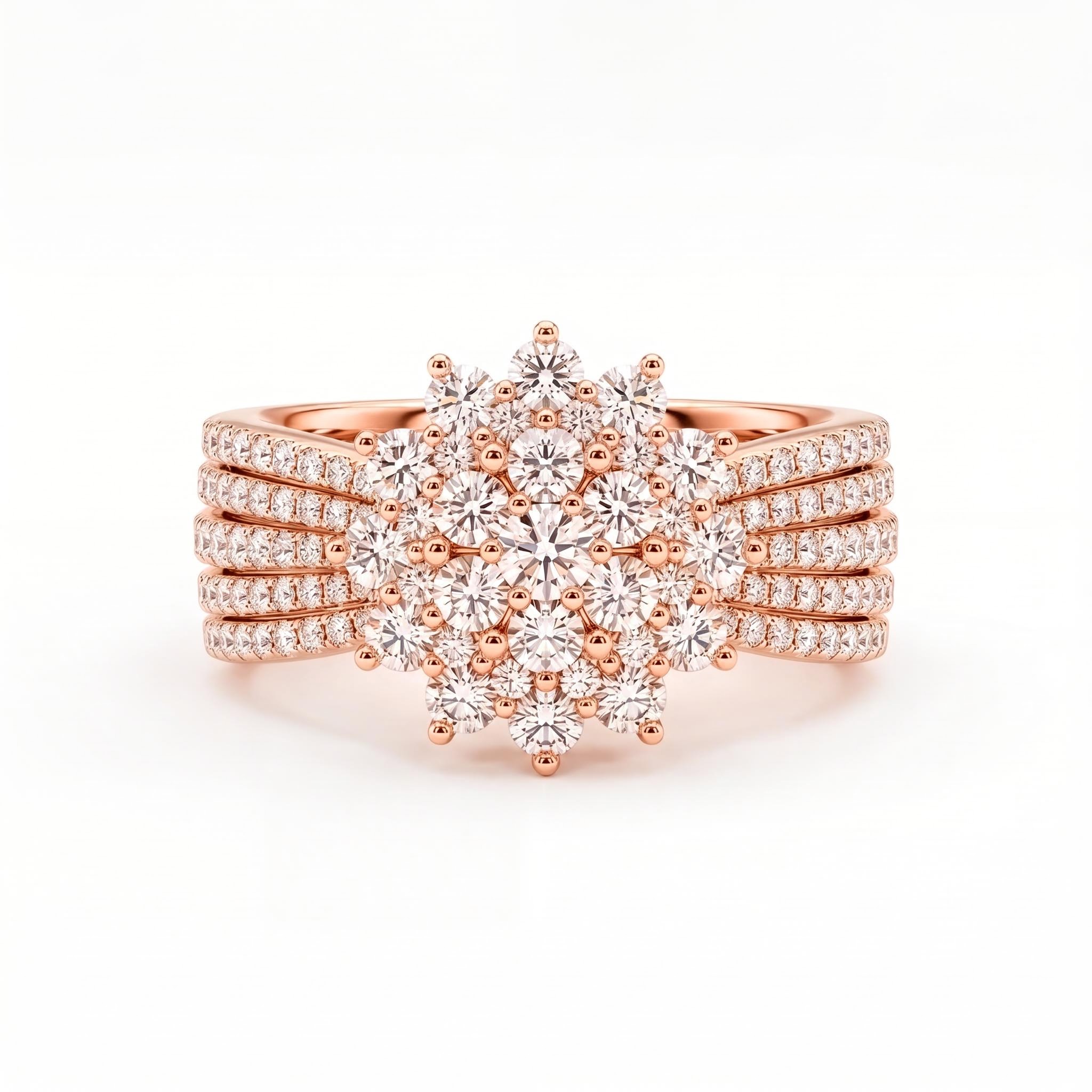 2.42 ct.tw. Flower-shaped Paved Round Cut S925 Silver Engagement Ring 2.42 ct.tw. Flower-shaped Paved Round Cut S925 Silver Engagement Ring