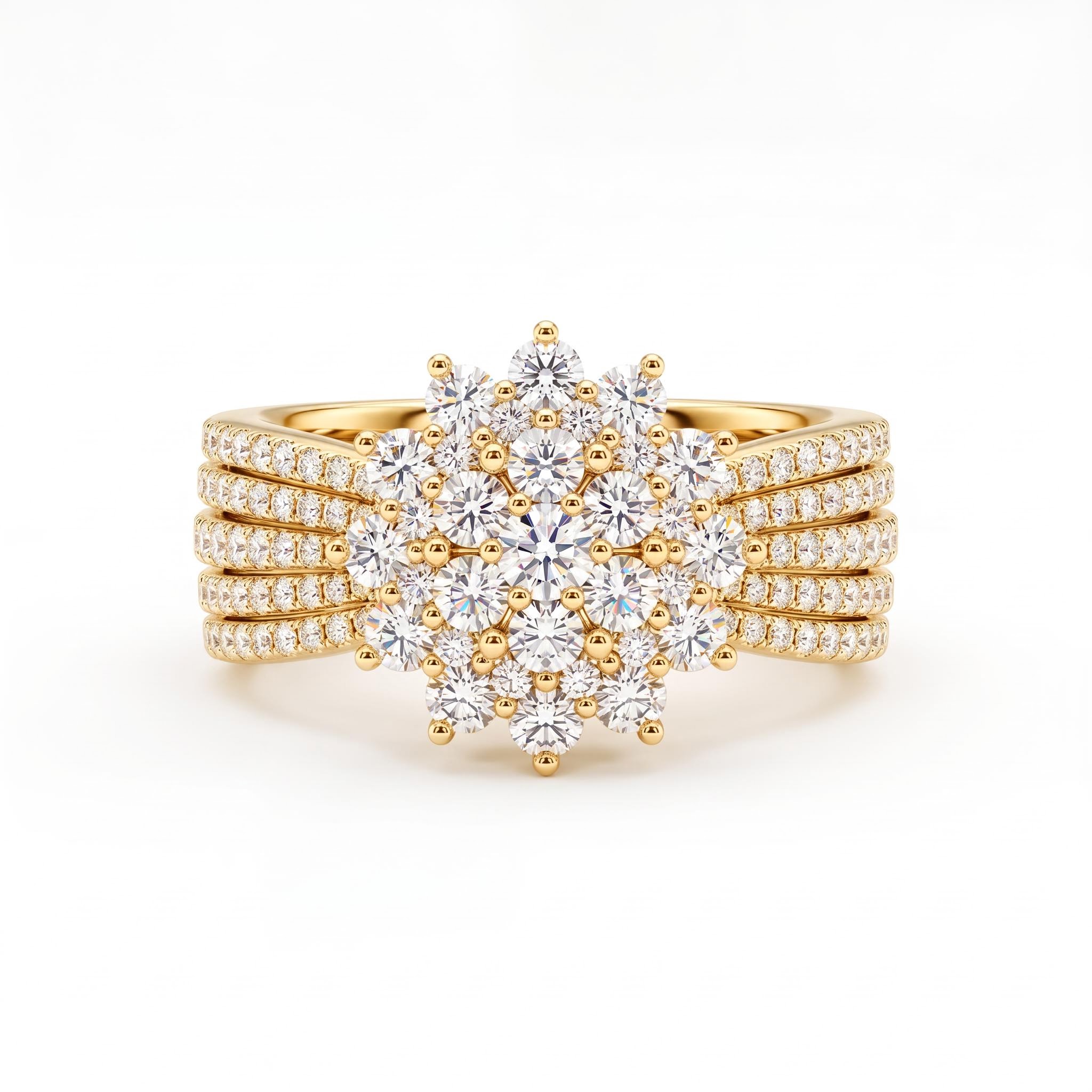 2.42 ct.tw. Flower-shaped Paved Round Cut S925 Silver Engagement Ring 2.42 ct.tw. Flower-shaped Paved Round Cut S925 Silver Engagement Ring