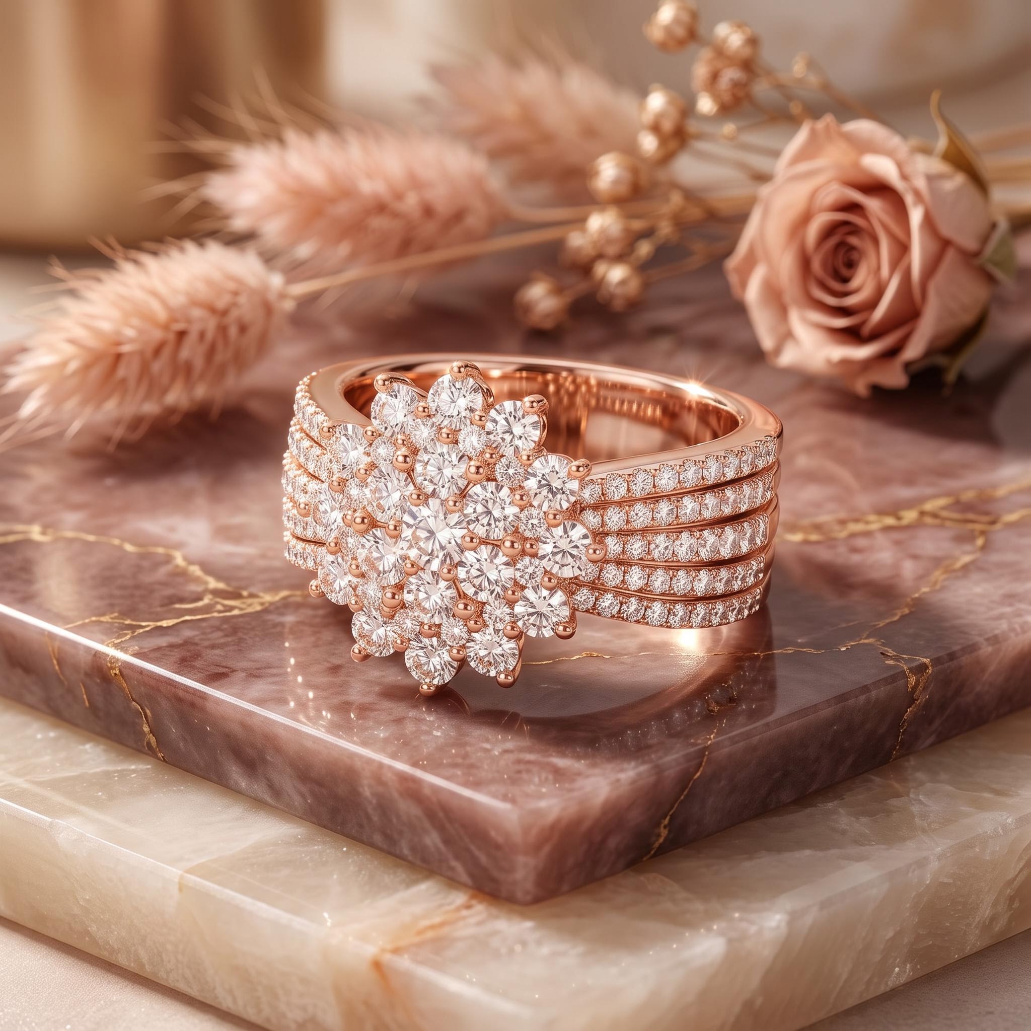 2.42 ct.tw. Flower-shaped Paved Round Cut S925 Silver Engagement Ring 2.42 ct.tw. Flower-shaped Paved Round Cut S925 Silver Engagement Ring