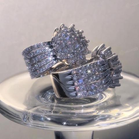 2.42 ct.tw. Flower-shaped Paved Round Cut S925 Silver Engagement Ring 2.42 ct.tw. Flower-shaped Paved Round Cut S925 Silver Engagement Ring