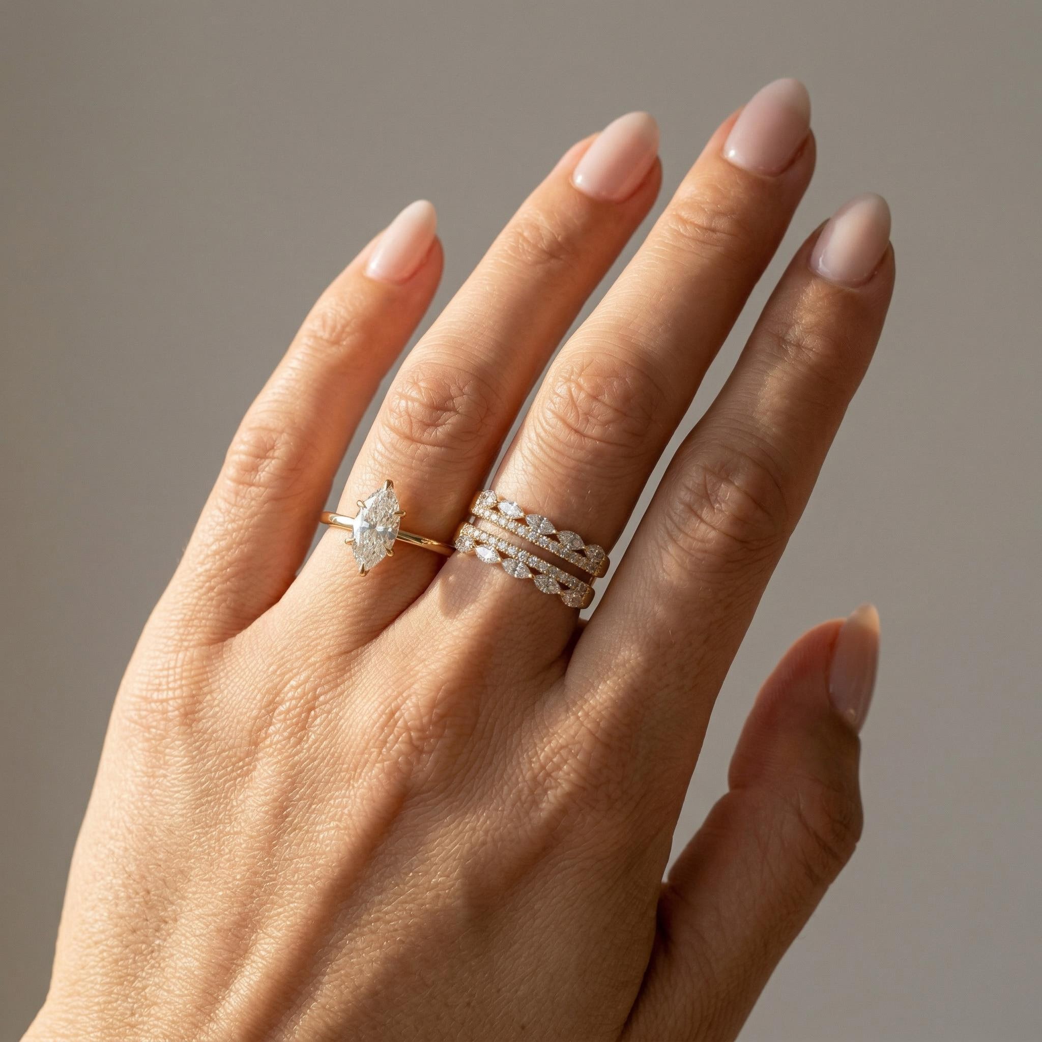 3.3 ct.tw Dazzling 2Pcs Marquise Cut S925 Silver Bridal Ring Set