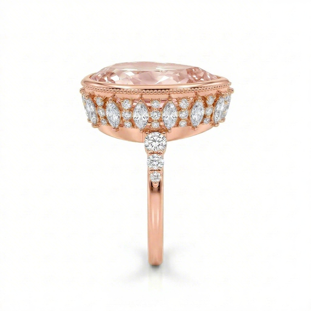 4.5 ct.tw Elegant Pink Pear Cut Hidden Marquise cut Halo S925 Silver Engagement Ring