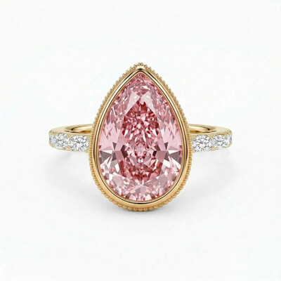 4.5 ct.tw Elegant Pink Pear Cut Hidden Marquise cut Halo S925 Silver Engagement Ring