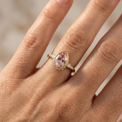 4.66 ct.tw. Elegant Pink Pear Cut Hidden Marquise cut Halo S925 Silver Engagement Ring