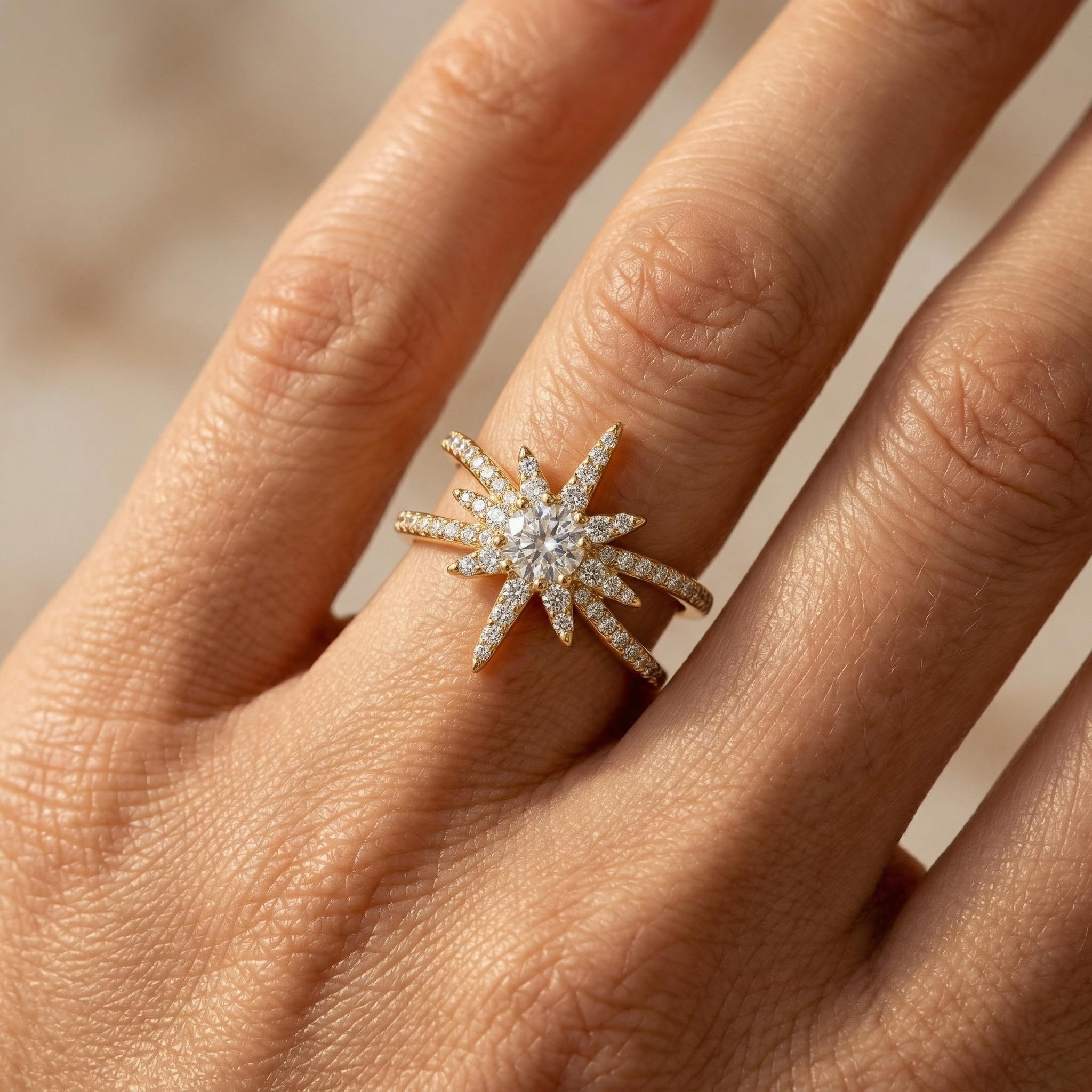 1.5 ct.tw Starfish Round Cut S925 Silver Engagement Ring