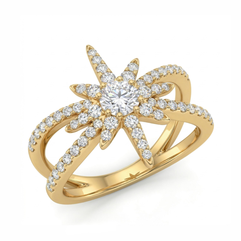 1.5 ct.tw Starfish Round Cut S925 Silver Engagement Ring