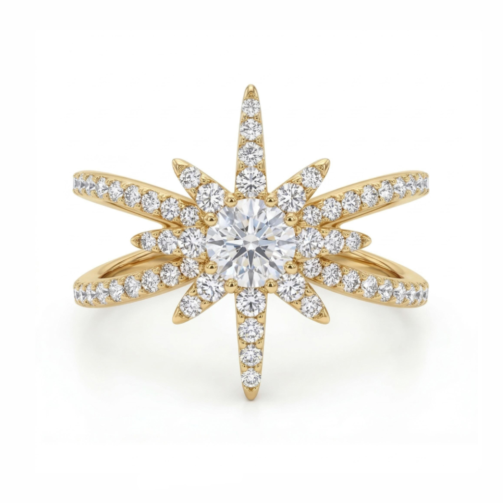 1.5 ct.tw Starfish Round Cut S925 Silver Engagement Ring