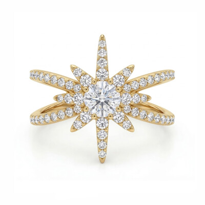 1.5 ct.tw Starfish Round Cut S925 Silver Engagement Ring