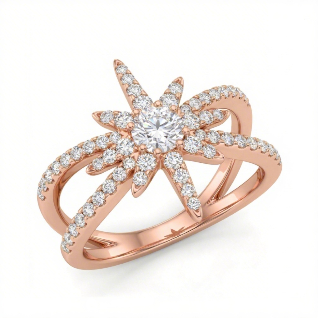 1.5 ct.tw Starfish Round Cut S925 Silver Engagement Ring