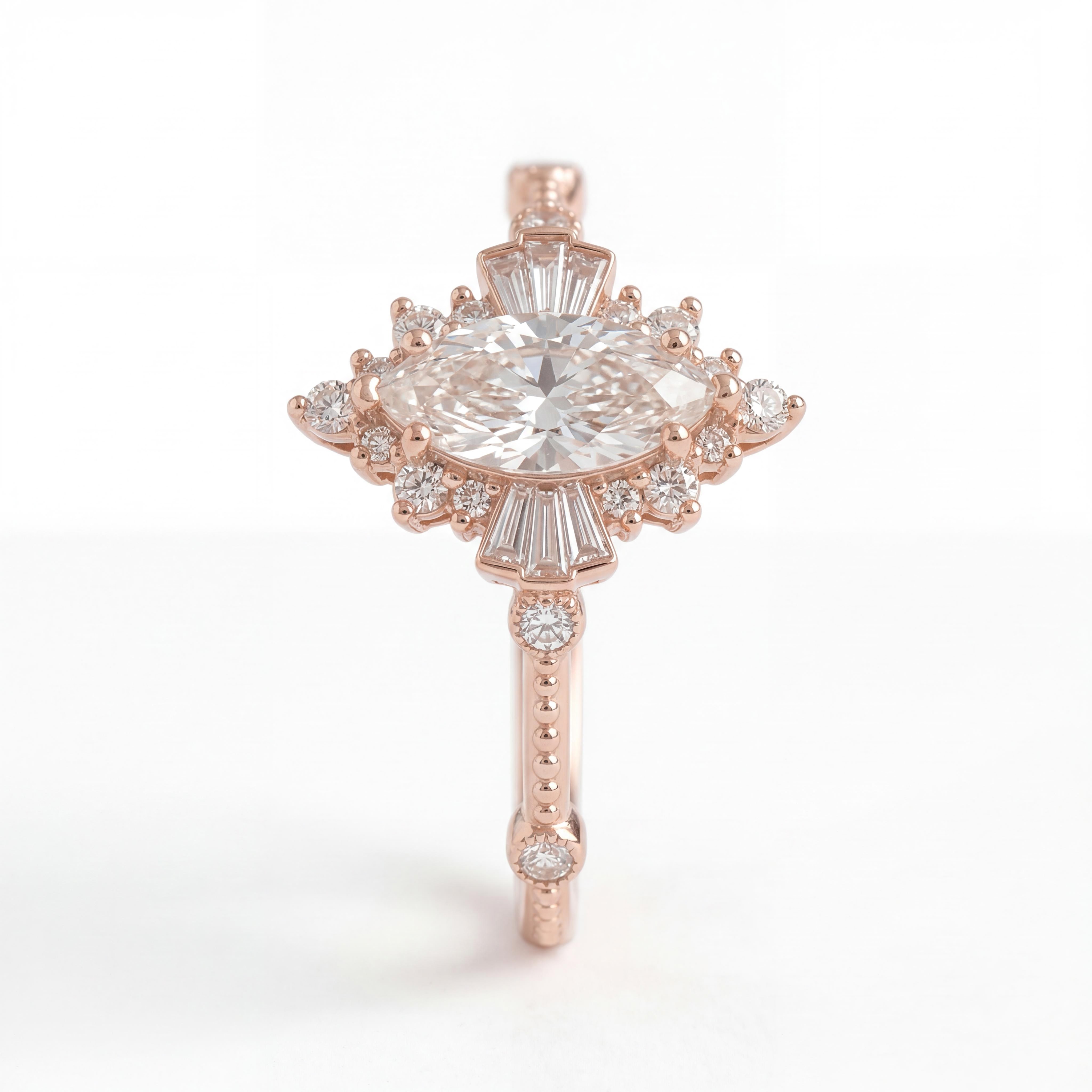 2.8 ct.tw Vintage Halo Marquise Cut S925 Silver Engagement Ring