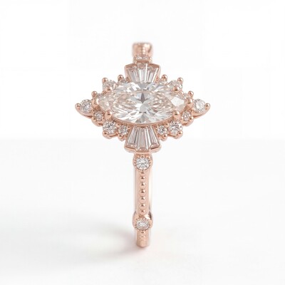 2.8 ct.tw Vintage Halo Marquise Cut S925 Silver Engagement Ring