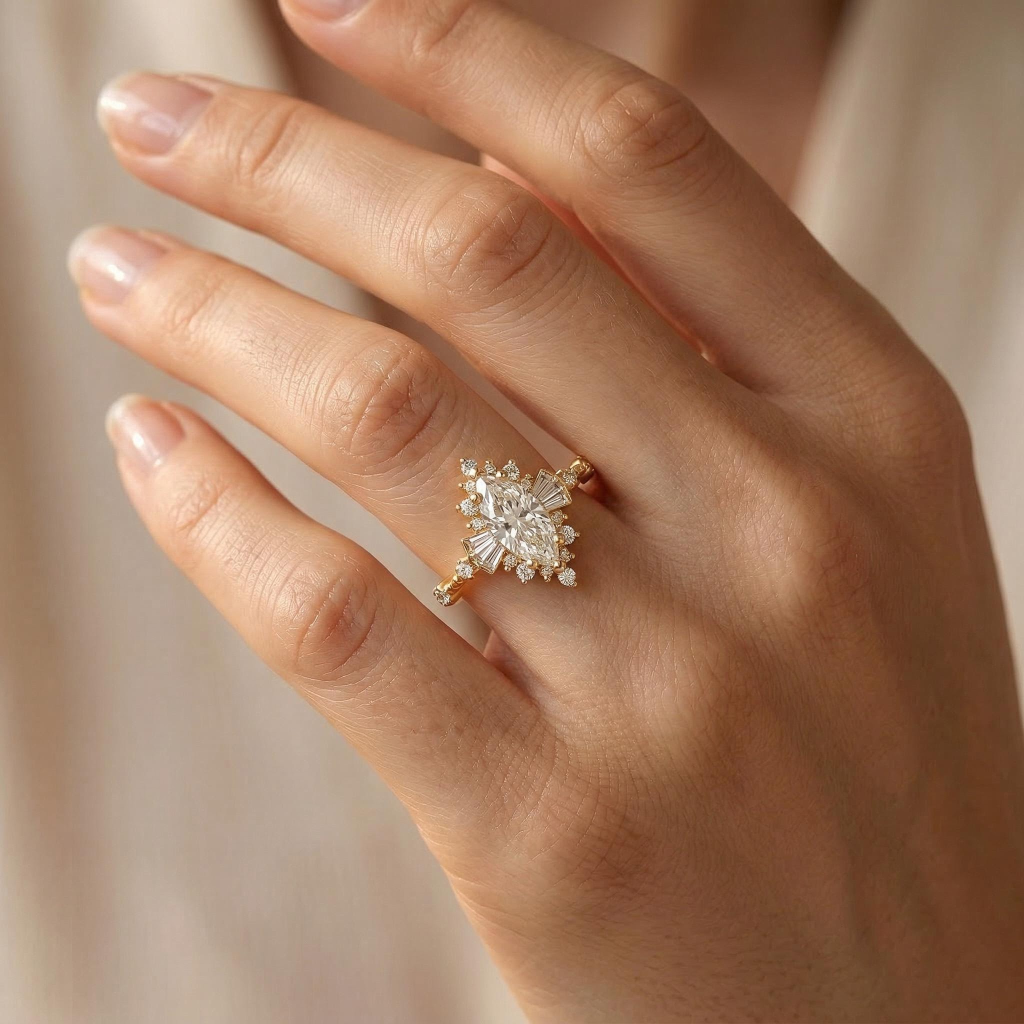 2.8 ct.tw Vintage Halo Marquise Cut S925 Silver Engagement Ring