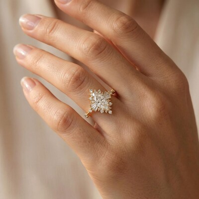 2.64 ct.tw. Vintage Halo Marquise Cut S925 Silver Engagement Ring