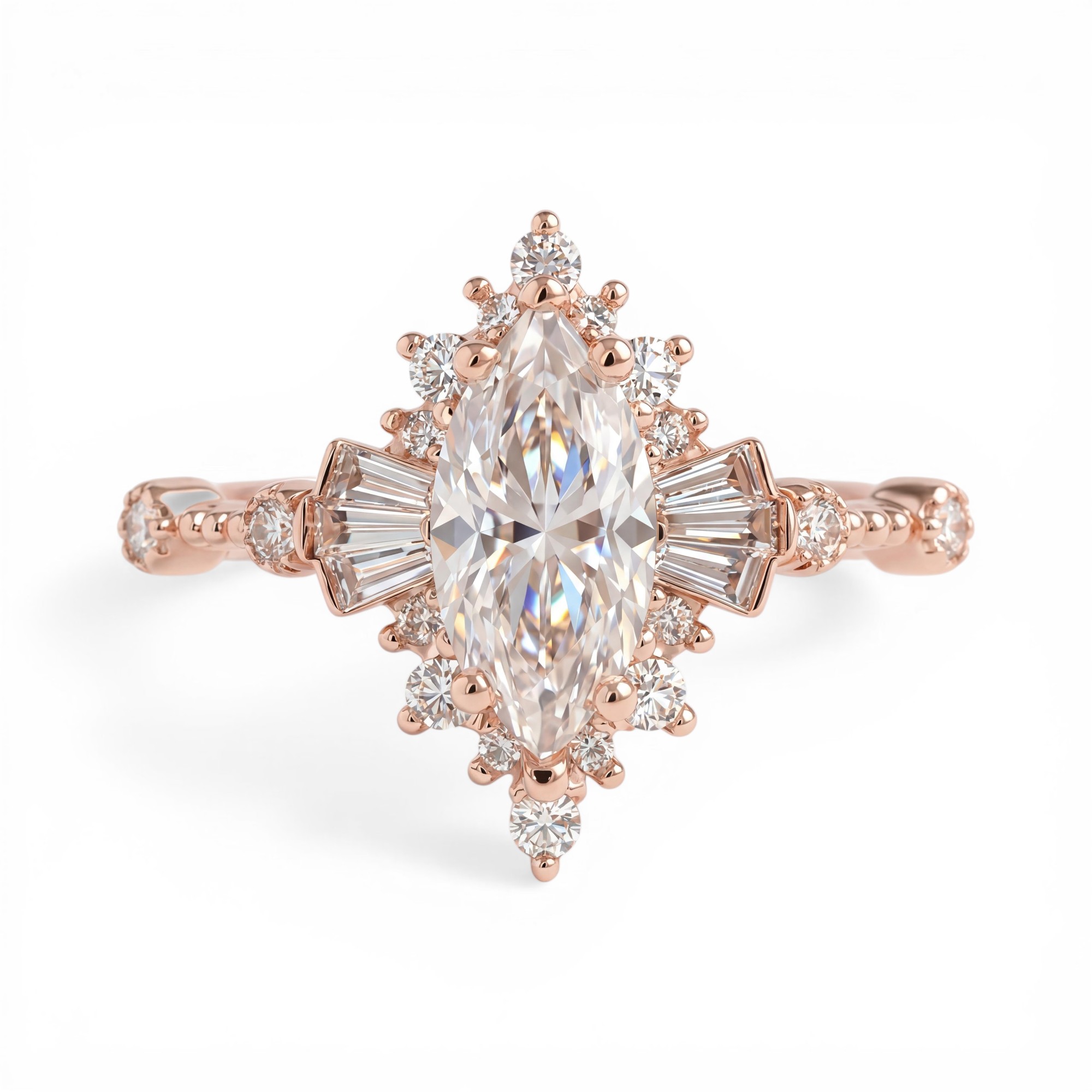 2.8 ct.tw Vintage Halo Marquise Cut S925 Silver Engagement Ring