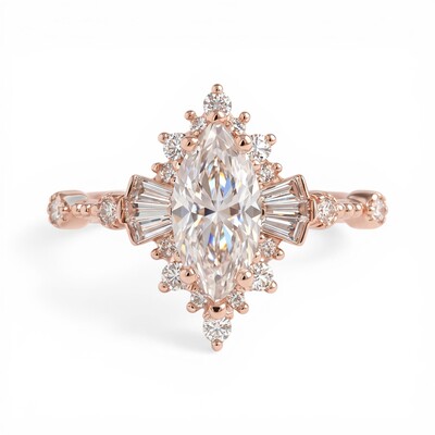 2.8 ct.tw Vintage Halo Marquise Cut S925 Silver Engagement Ring