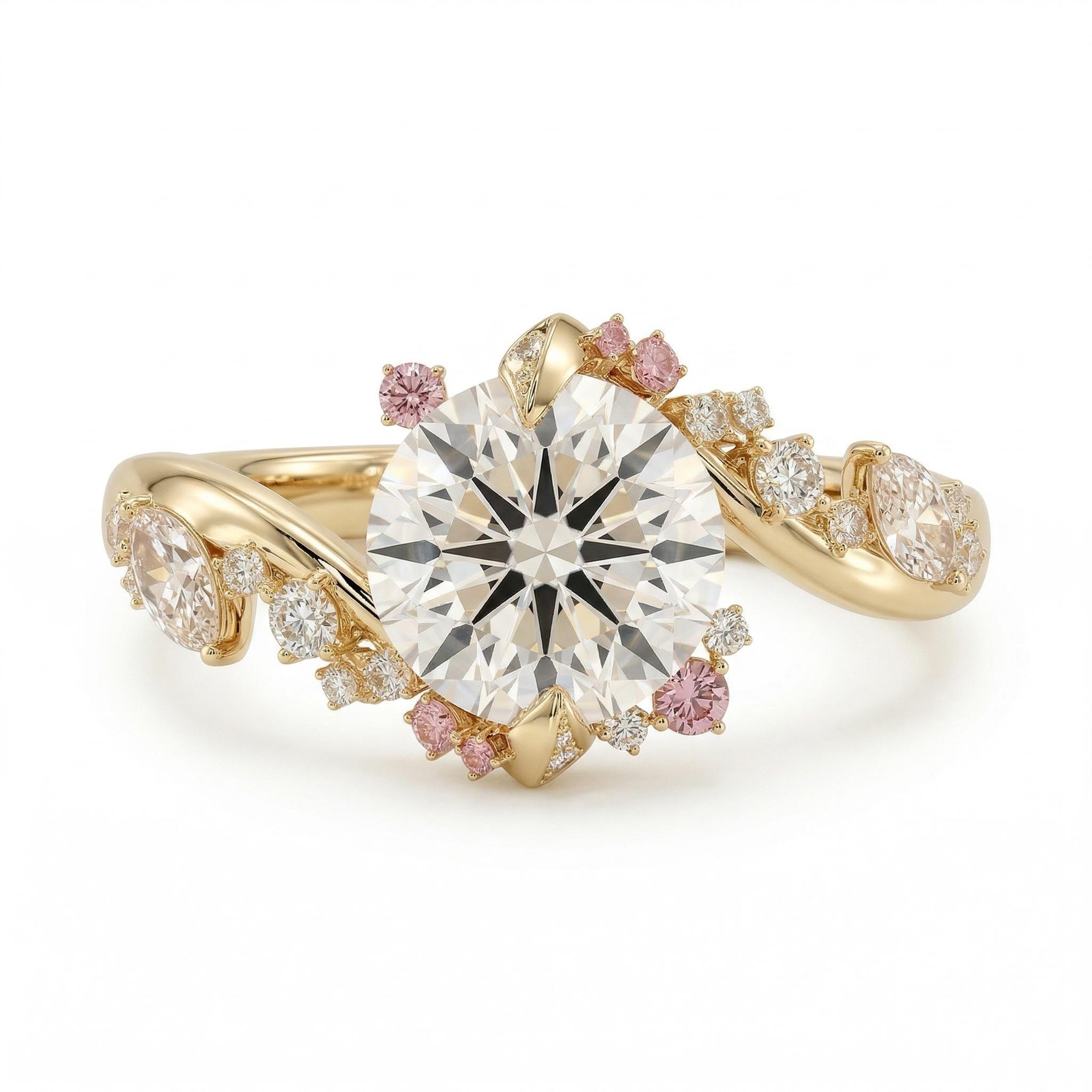 3.0 ct.tw Nature-inspired Round Cut S925 Silver Engagement Ring