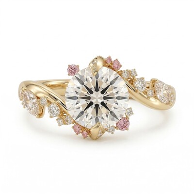 3.0 ct.tw Nature-inspired Round Cut S925 Silver Engagement Ring