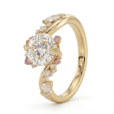 3.0 ct.tw Nature-inspired Round Cut S925 Silver Engagement Ring