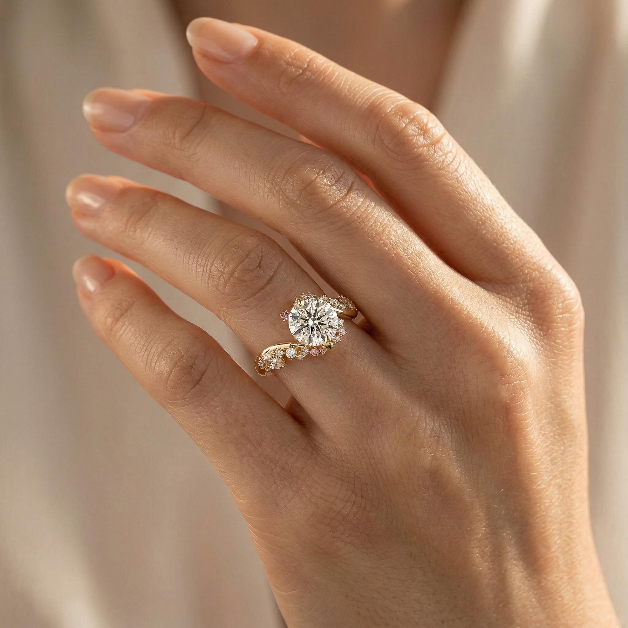 3.0 ct.tw Nature-inspired Round Cut S925 Silver Engagement Ring