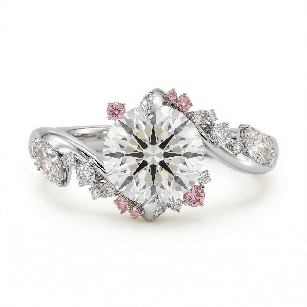 3.0 ct.tw Nature-inspired Round Cut S925 Silver Engagement Ring