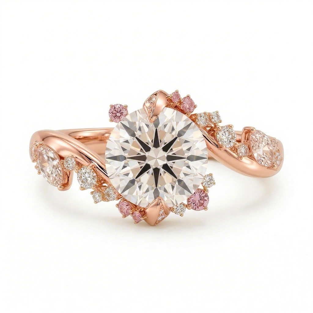 3.0 ct.tw Nature-inspired Round Cut S925 Silver Engagement Ring