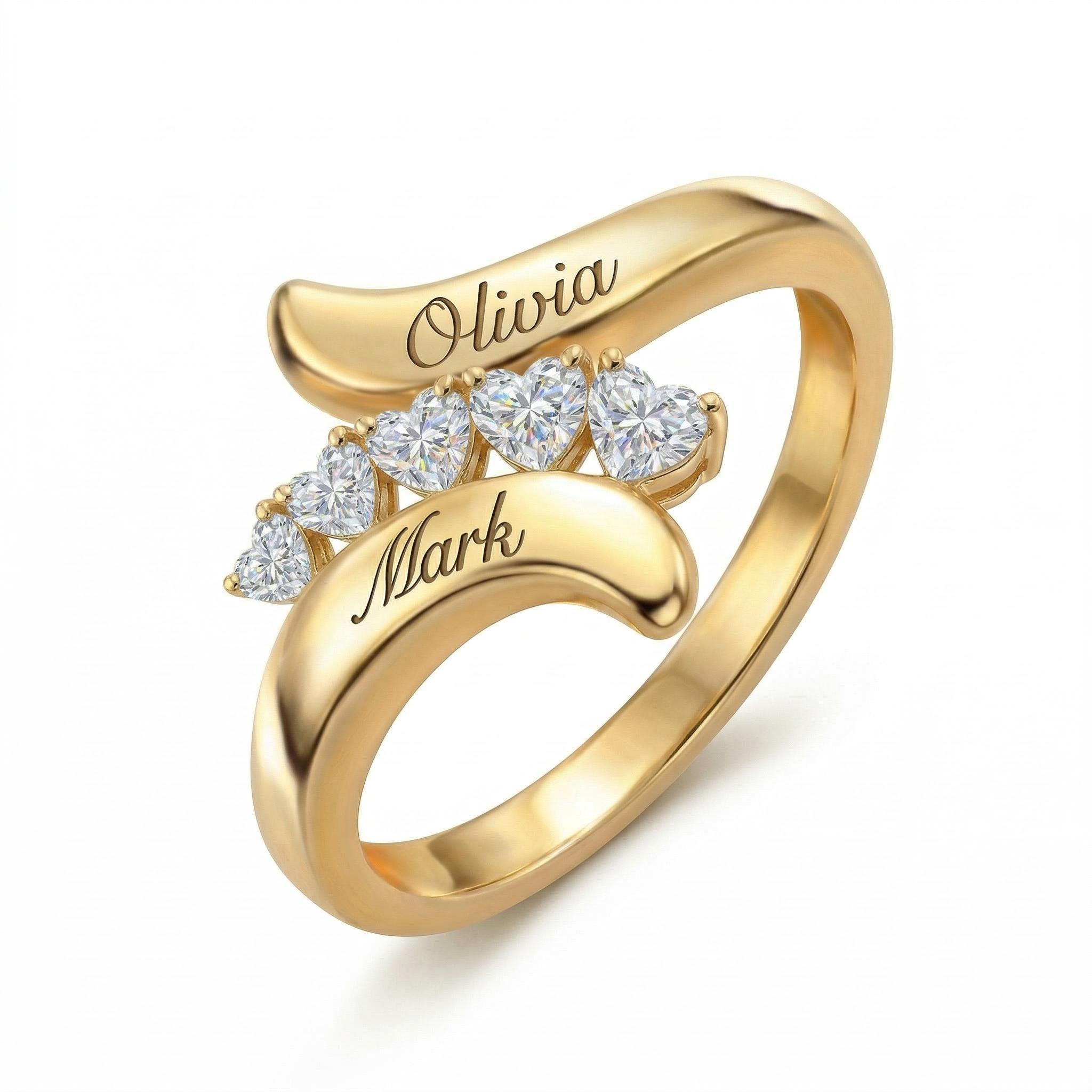 Customizable Name/Date Heart Cut S925 Silver Ring