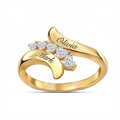 Customizable Name/Date Heart Cut S925 Silver Ring