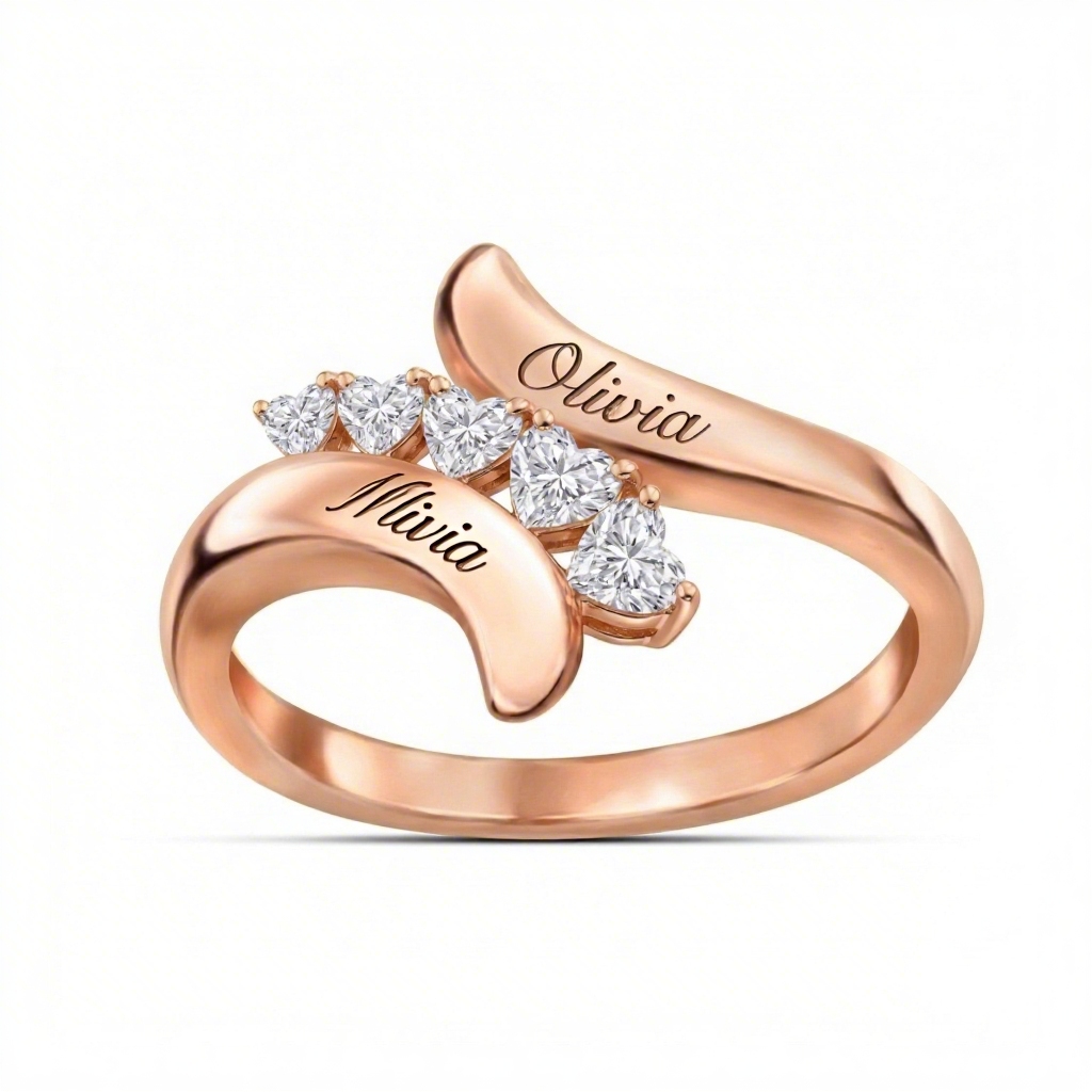 Customizable Name/Date Heart Cut S925 Silver Ring