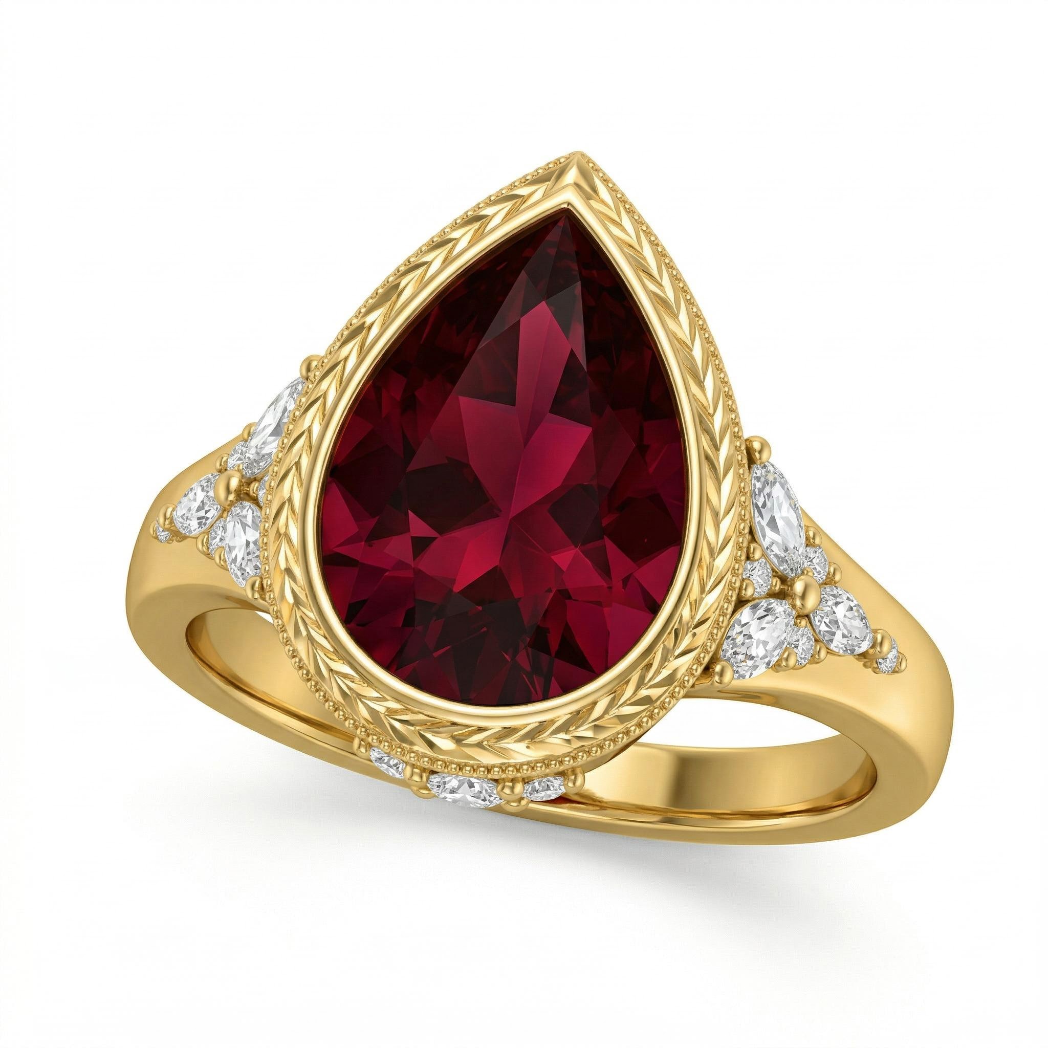 2.5 ct.tw Vintage Garnet Red Pear Cut Halo S925 Silver Engagement Ring