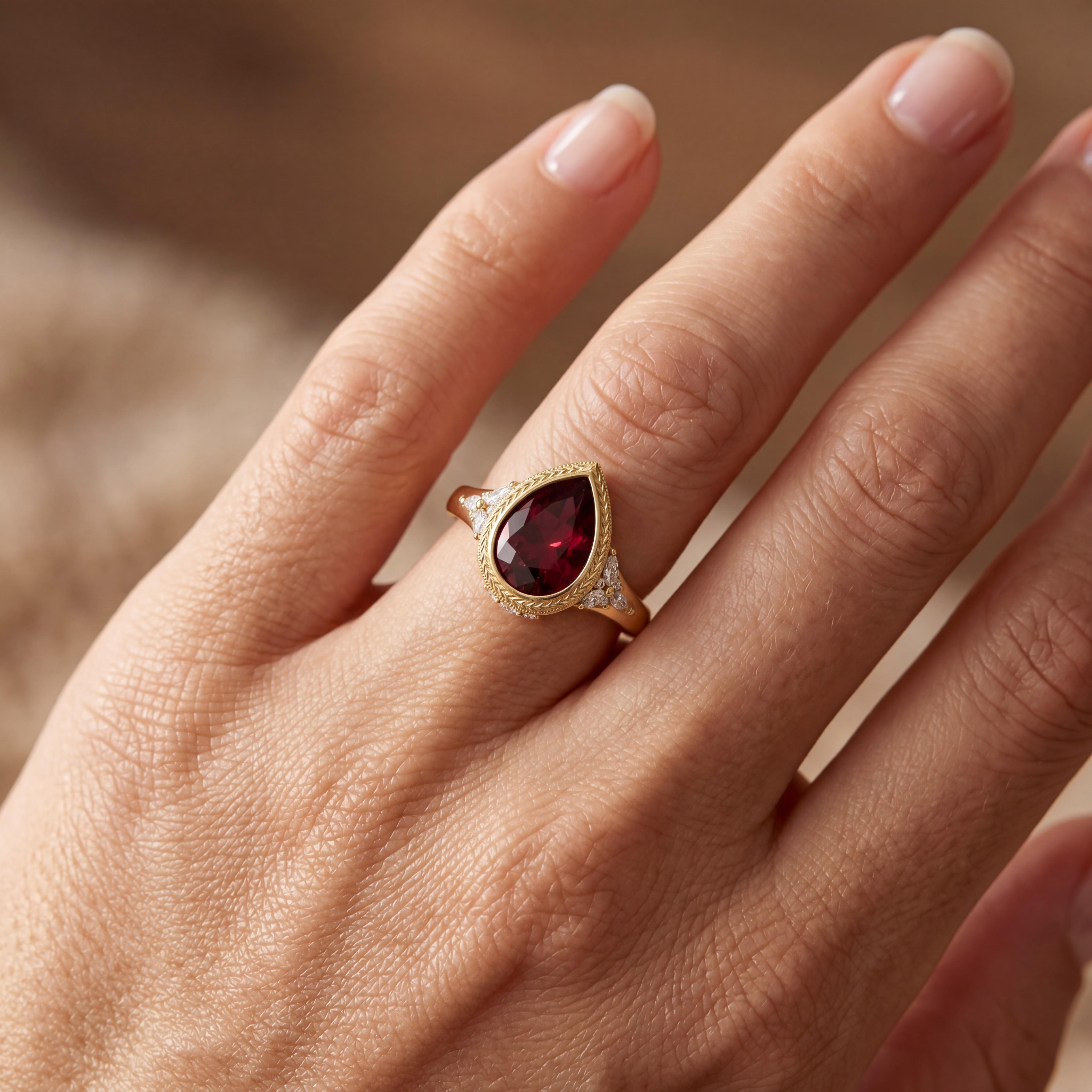 2.5 ct.tw Vintage Garnet Red Pear Cut Halo S925 Silver Engagement Ring