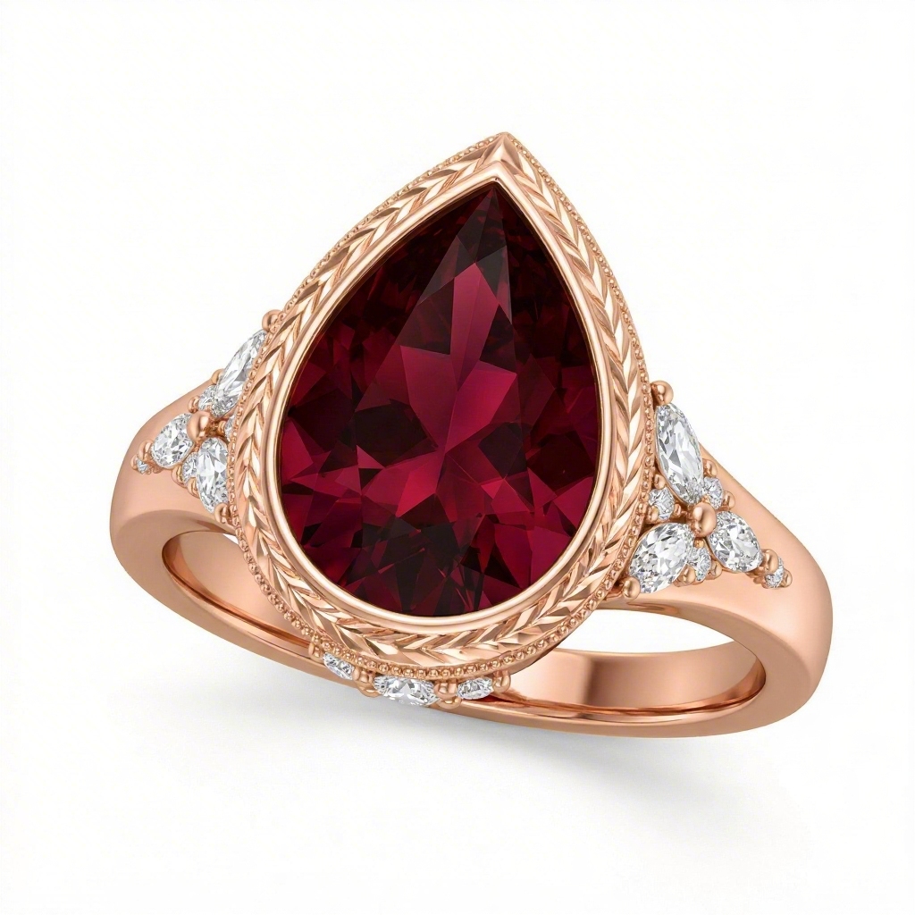 2.5 ct.tw Vintage Garnet Red Pear Cut Halo S925 Silver Engagement Ring