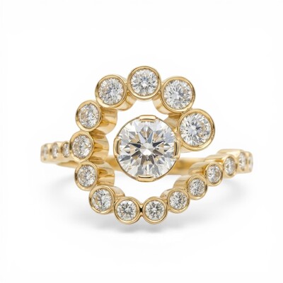 2.2 ct.tw Halo Round Cut S925 Silver Engagement Ring