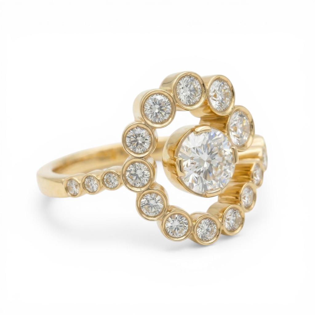 2.2 ct.tw Halo Round Cut S925 Silver Engagement Ring