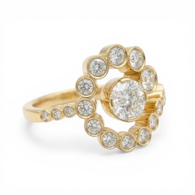 2.2 ct.tw Halo Round Cut S925 Silver Engagement Ring