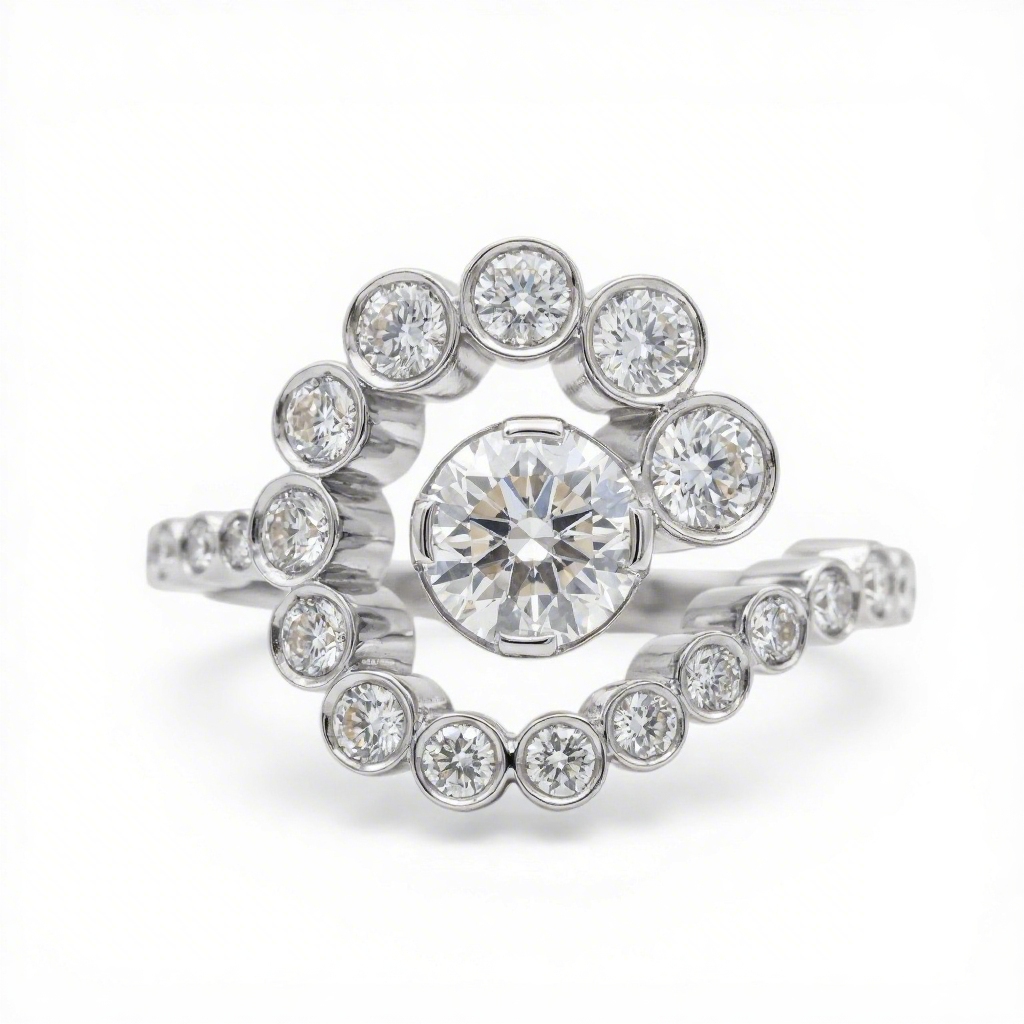 2.2 ct.tw Halo Round Cut S925 Silver Engagement Ring