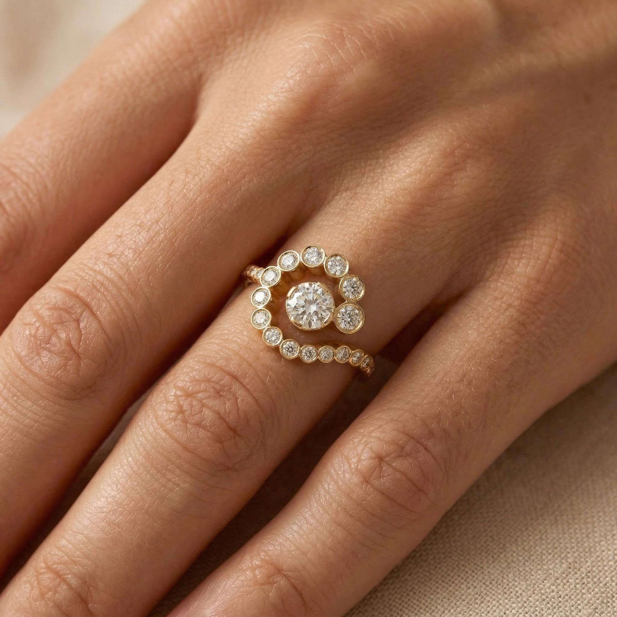 2.2 ct.tw Halo Round Cut S925 Silver Engagement Ring