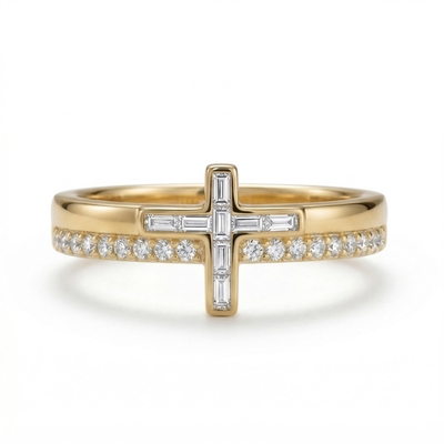 0.8 ct.tw Cross-shaped Baguette Cut S925 Silver Women's Band