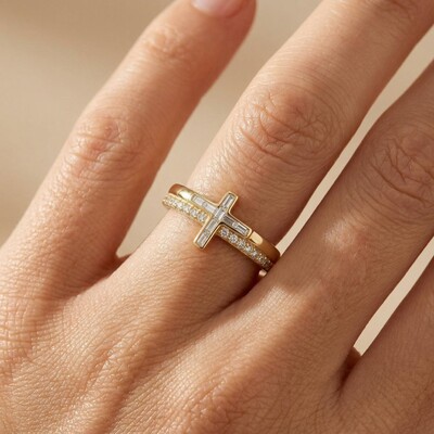 0.39ct.tw Cross-shaped Baguette Cut S925 Silver Women's Band