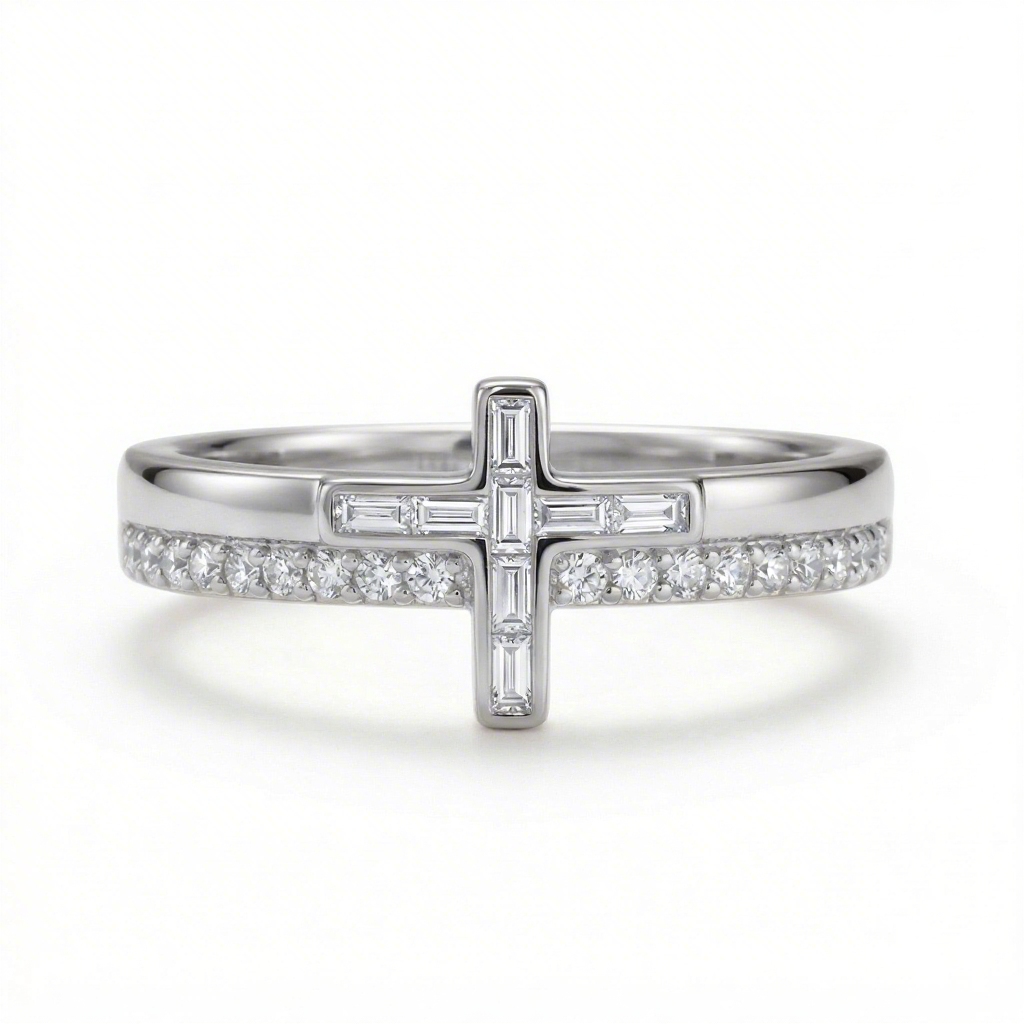 0.8 ct.tw Cross-shaped Baguette Cut S925 Silver Women's Band