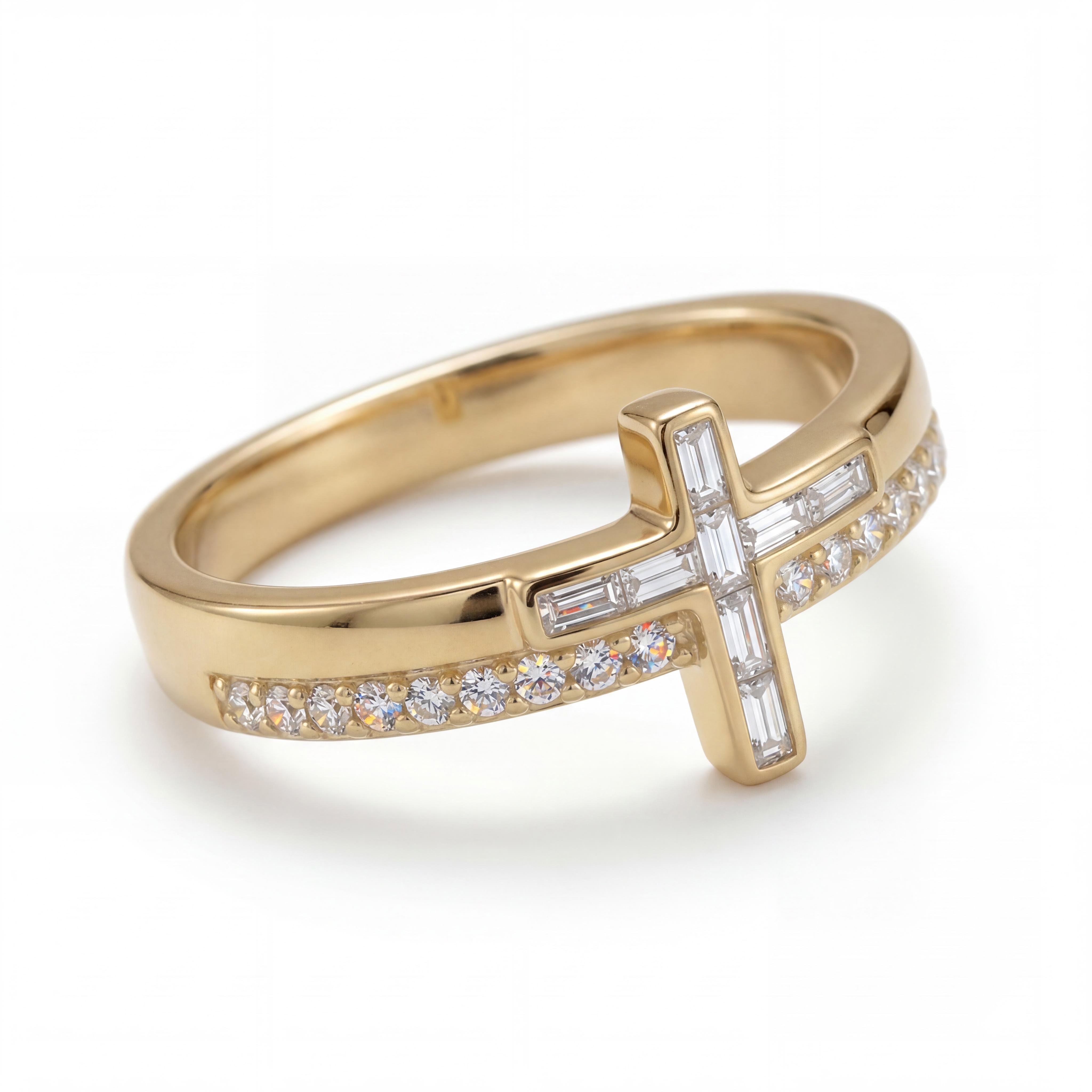 0.39ct.tw. Cross-shaped Baguette Cut S925 Silver Women's Band