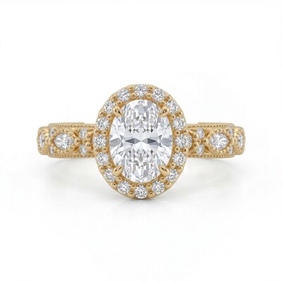 2.8 ct.tw Vintage Halo Oval Cut S925 Silver Engagement Ring