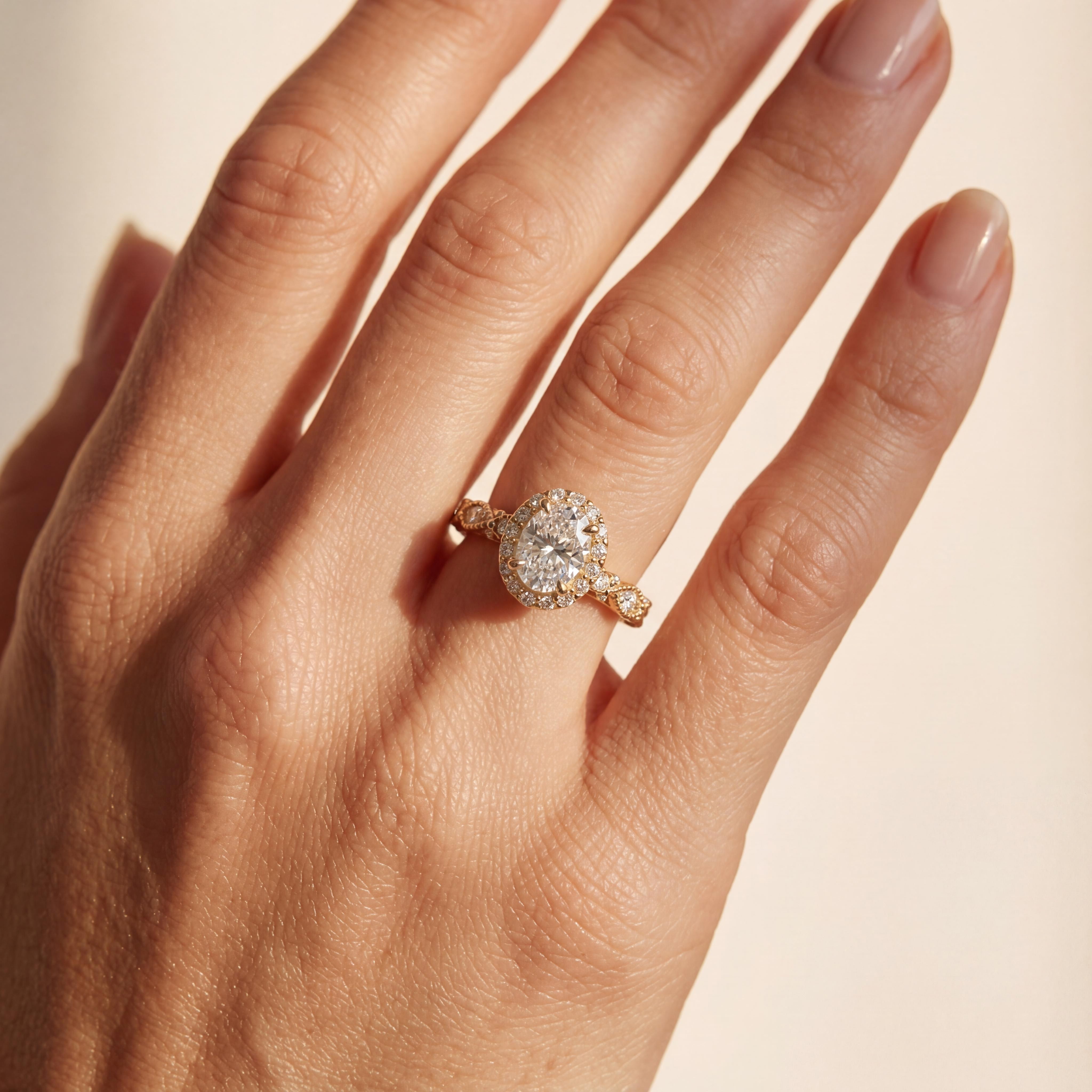 2.8 ct.tw Vintage Halo Oval Cut S925 Silver Engagement Ring