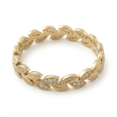 0.7 ct.tw Olive Branch Round Cut S925 Silver Wedding Band