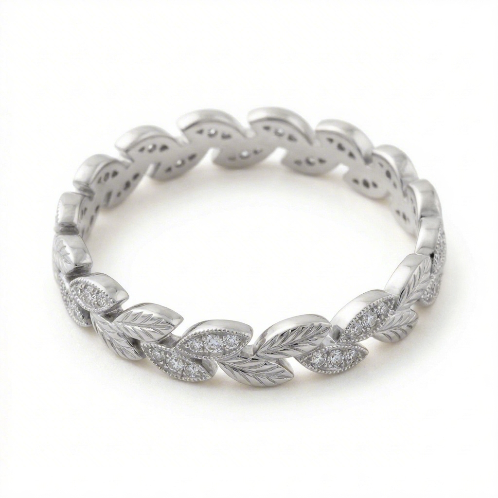 0.7 ct.tw Olive Branch Round Cut S925 Silver Wedding Band