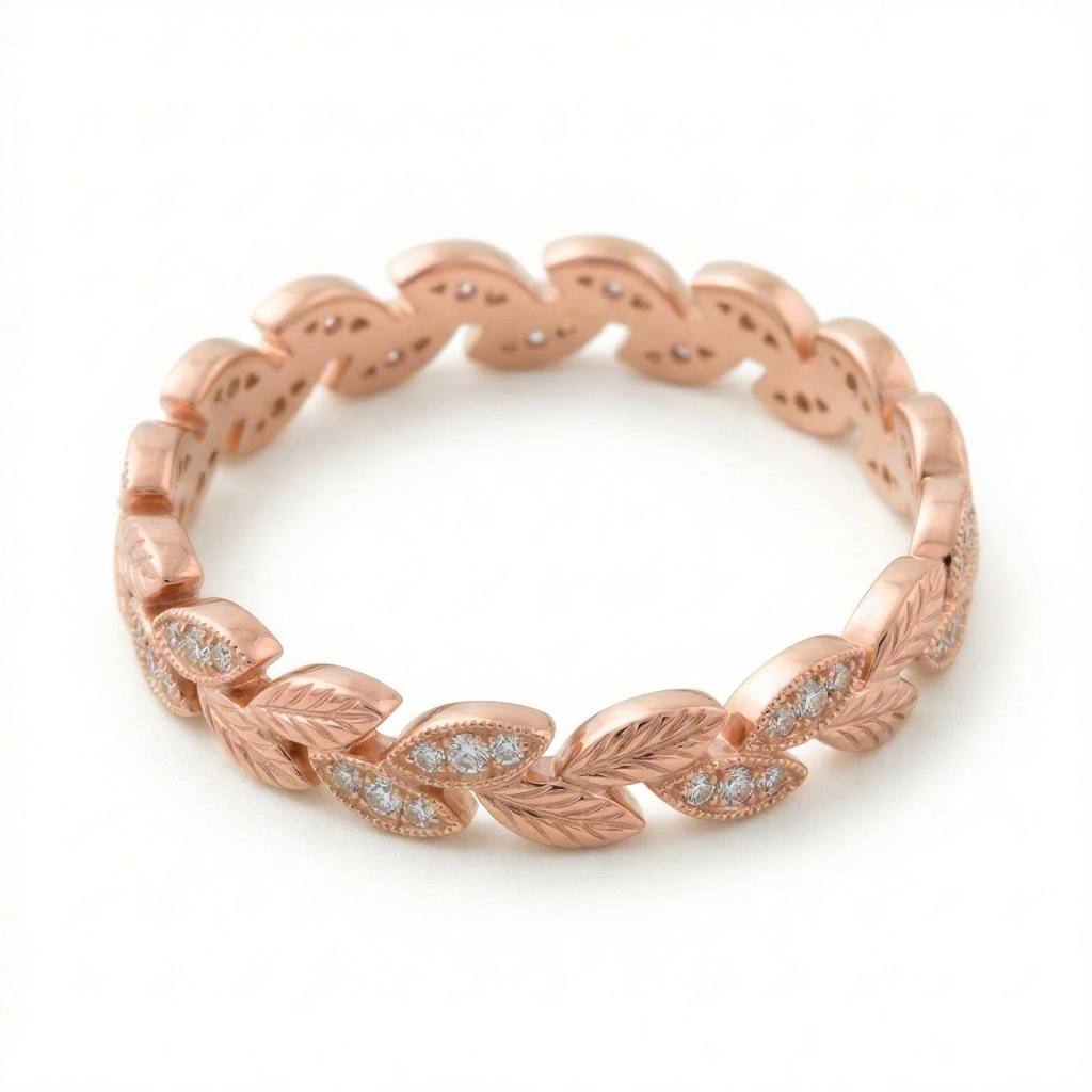 0.7 ct.tw Olive Branch Round Cut S925 Silver Wedding Band