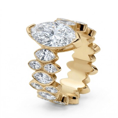 9.2ct.tw Wavy Marquise Cut Fashion Engagement Ring