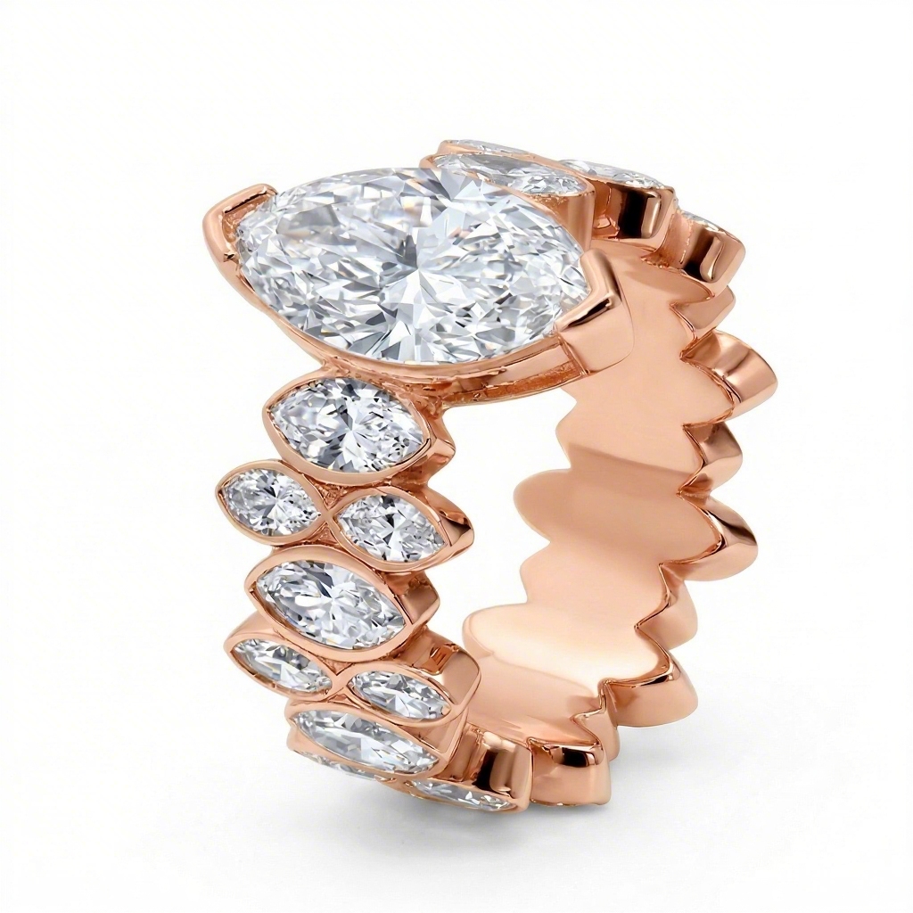 9.2ct.tw Wavy Marquise Cut Fashion Engagement Ring