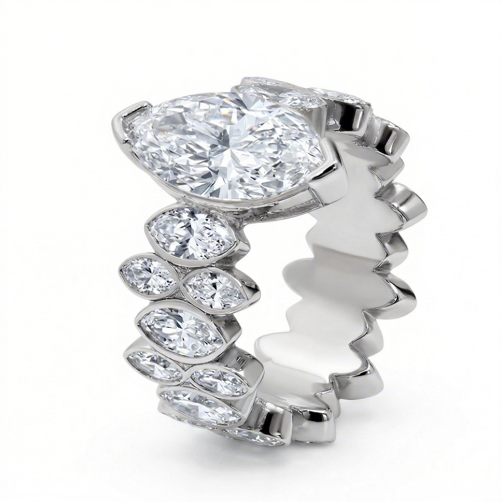 9.2ct.tw Wavy Marquise Cut Fashion Engagement Ring