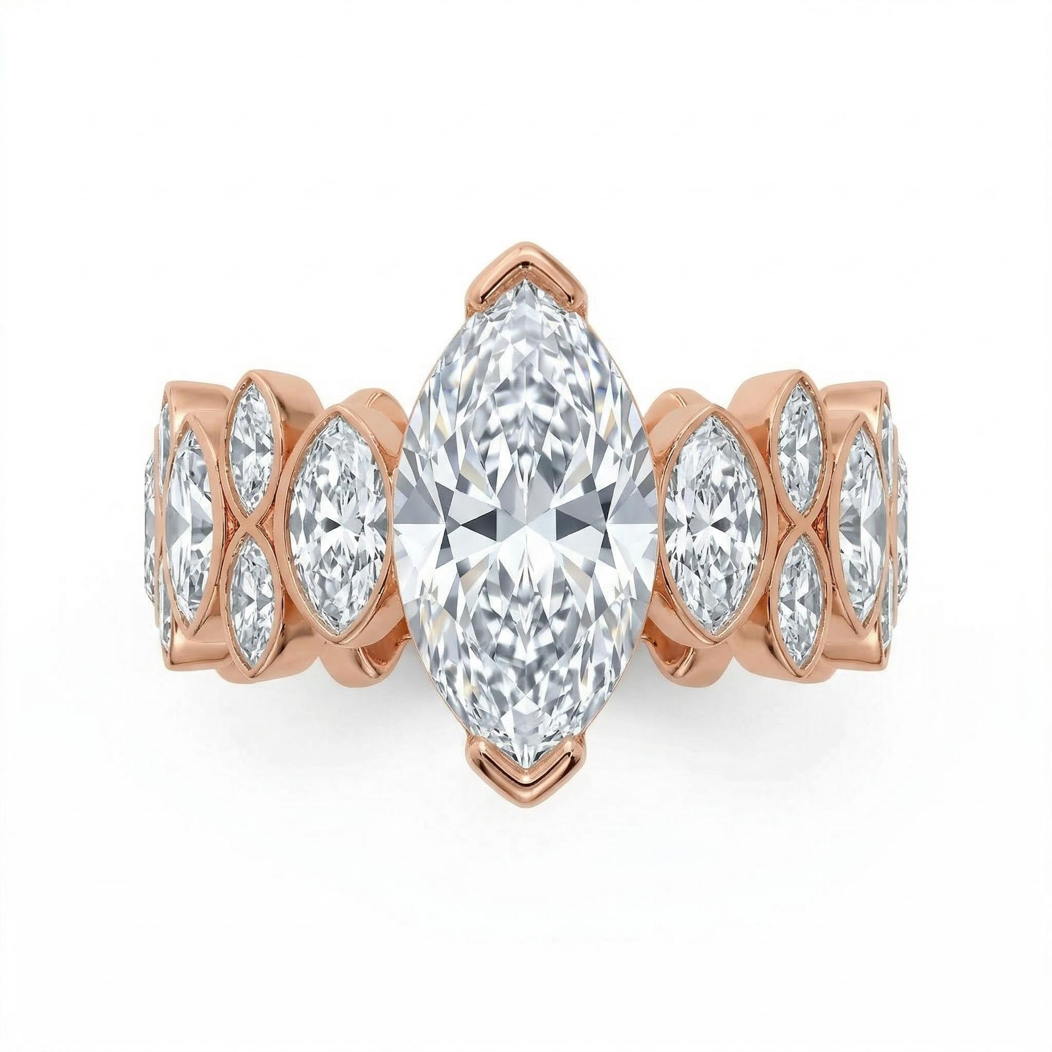 9.2ct.tw Wavy Marquise Cut Fashion Engagement Ring